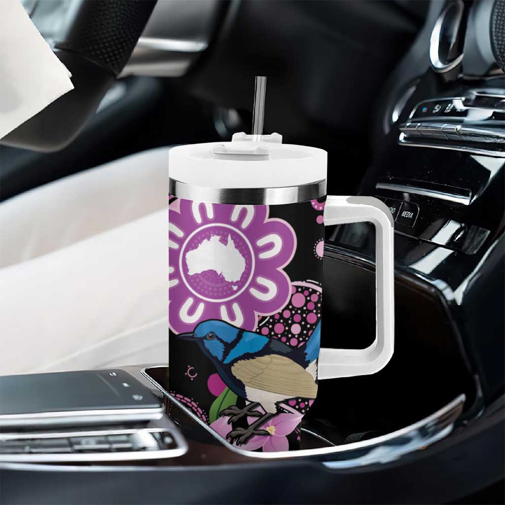 Personalised Australia Boronia And Malurus Cyaneus Tumbler With Handle Aboriginal Art