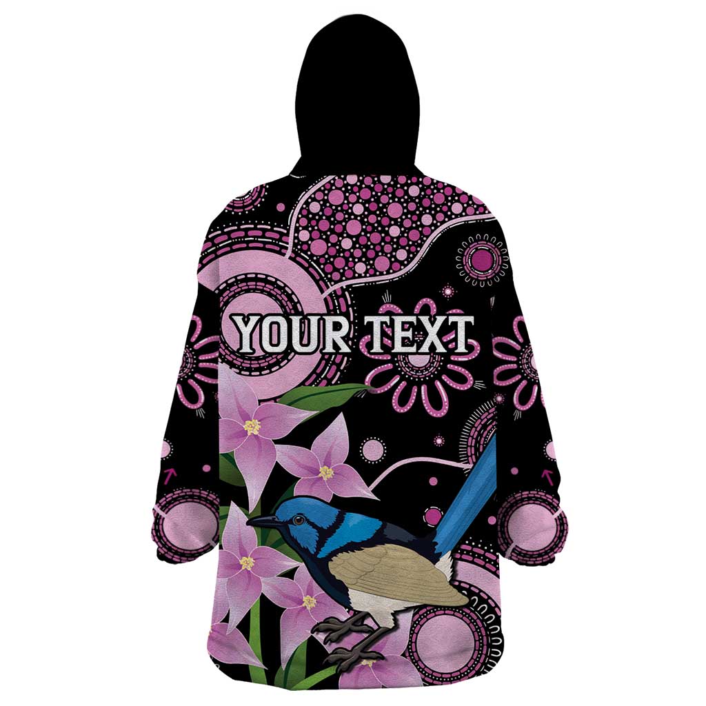 Personalised Australia Boronia And Malurus Cyaneus Wearable Blanket Hoodie Aboriginal Art