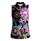 Personalised Australia Boronia And Malurus Cyaneus Women Sleeveless Polo Shirt Aboriginal Art