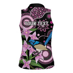 Personalised Australia Boronia And Malurus Cyaneus Women Sleeveless Polo Shirt Aboriginal Art