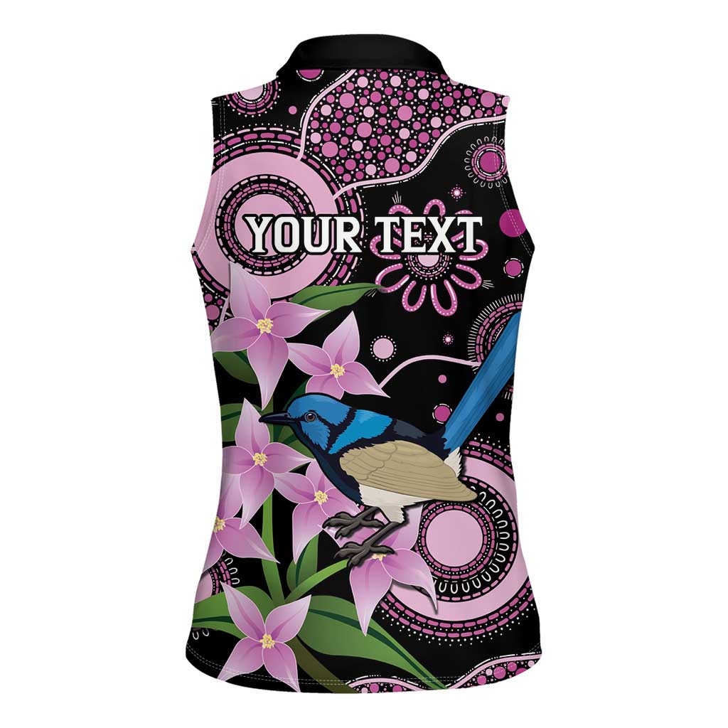 Personalised Australia Boronia And Malurus Cyaneus Women Sleeveless Polo Shirt Aboriginal Art