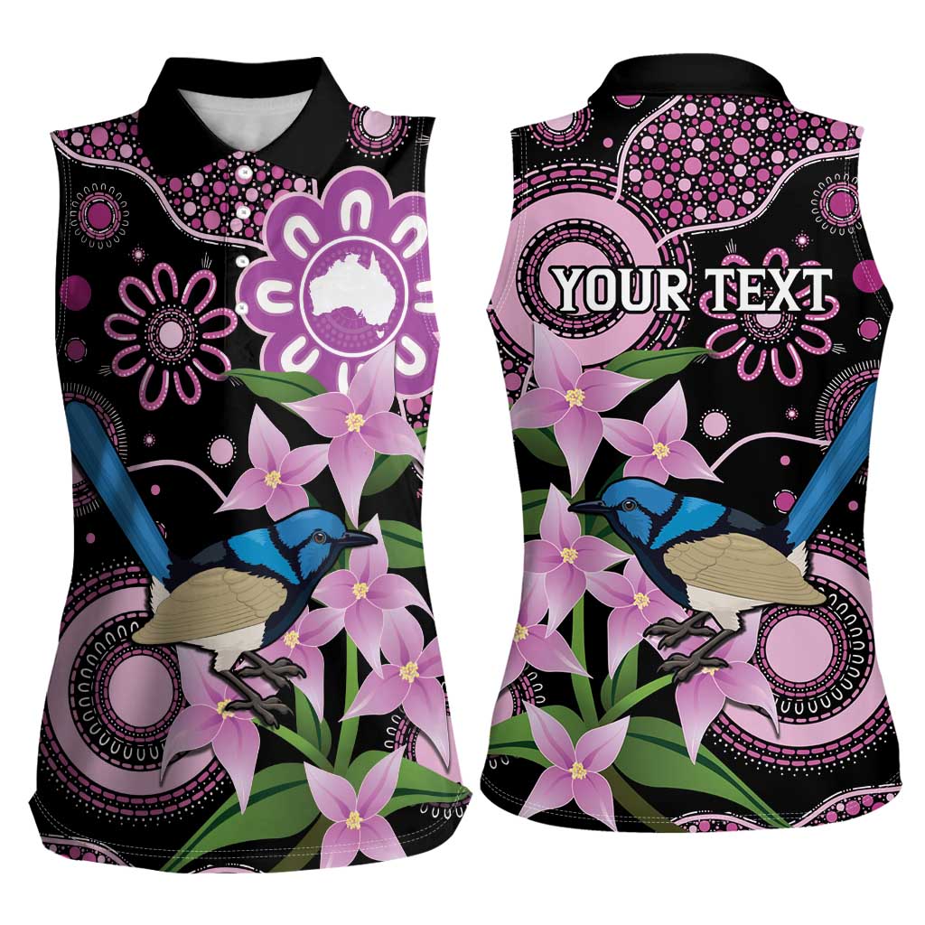 Personalised Australia Boronia And Malurus Cyaneus Women Sleeveless Polo Shirt Aboriginal Art
