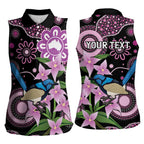 Personalised Australia Boronia And Malurus Cyaneus Women Sleeveless Polo Shirt Aboriginal Art