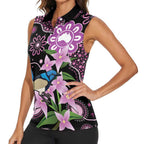 Personalised Australia Boronia And Malurus Cyaneus Women Sleeveless Polo Shirt Aboriginal Art