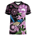 Personalised Australia Boronia And Malurus Cyaneus Women V-Neck T-Shirt Aboriginal Art