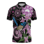 Personalised Australia Boronia And Malurus Cyaneus Zipper Polo Shirt Aboriginal Art - Aussie Hoodie