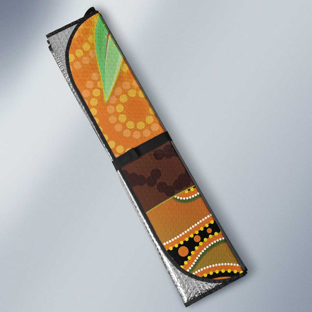 Australia Eucalyptus Flower And Magpie Auto Sun Shade Aboriginal Art - Aussie Hoodie