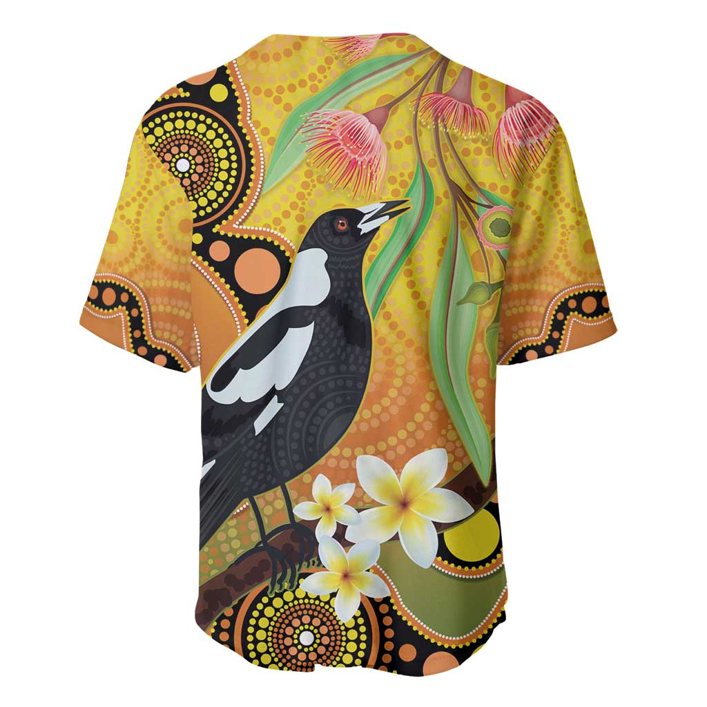 Australia Eucalyptus Flower And Magpie Baseball Jersey Aboriginal Art