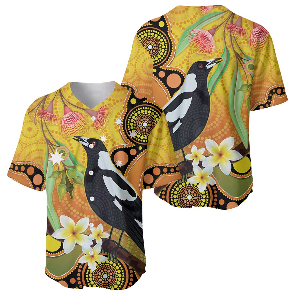 Australia Eucalyptus Flower And Magpie Baseball Jersey Aboriginal Art