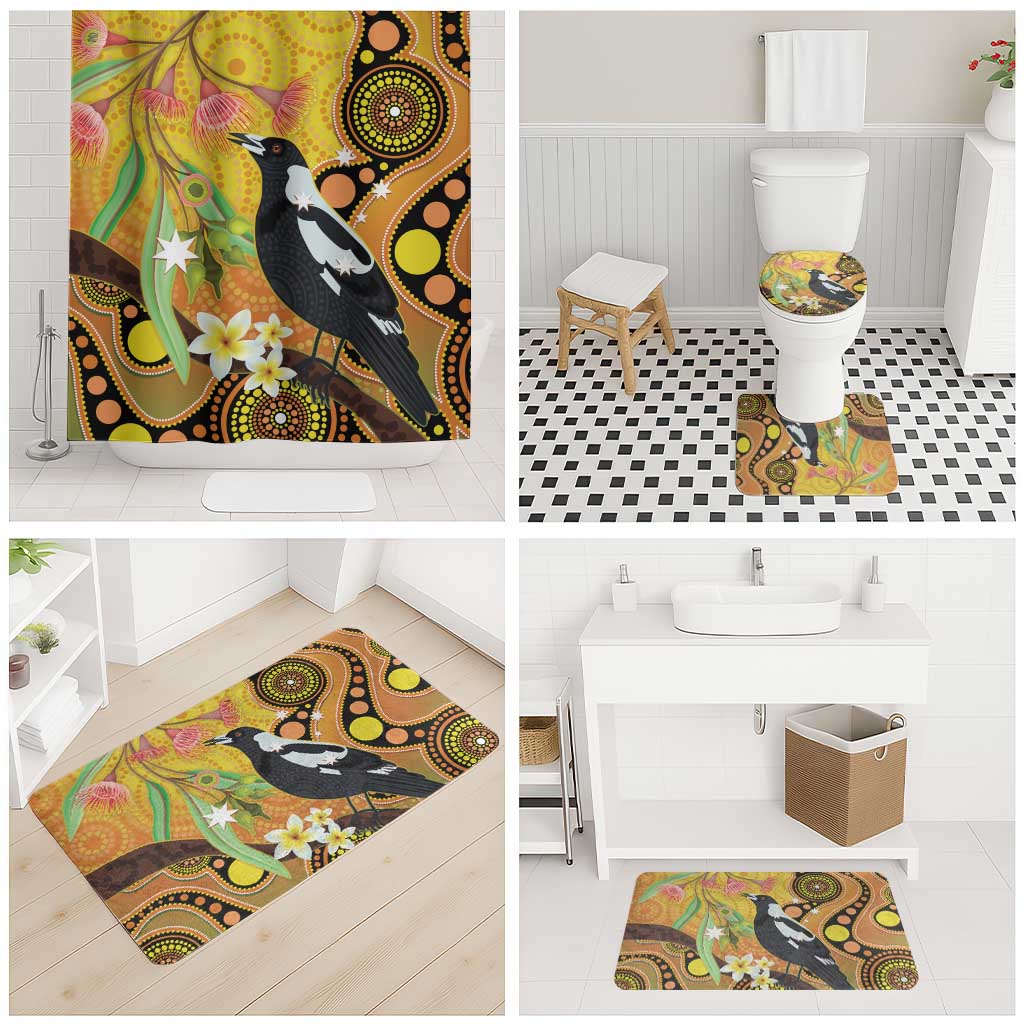 Australia Eucalyptus Flower And Magpie Bathroom Set Aboriginal Art - Aussie Hoodie
