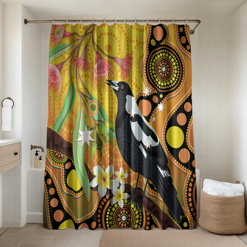 Australia Eucalyptus Flower And Magpie Bathroom Set Aboriginal Art - Aussie Hoodie