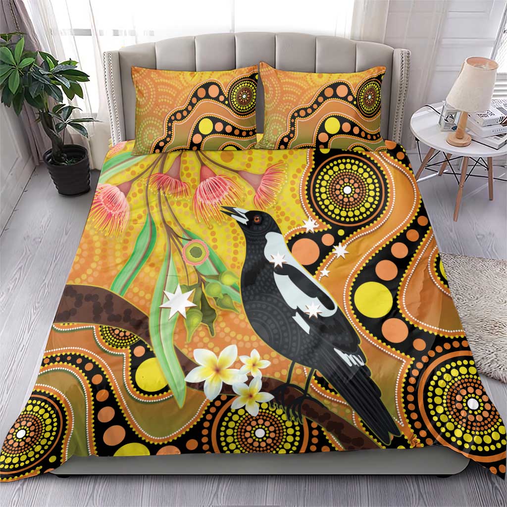 Australia Eucalyptus Flower And Magpie Bedding Set Aboriginal Art