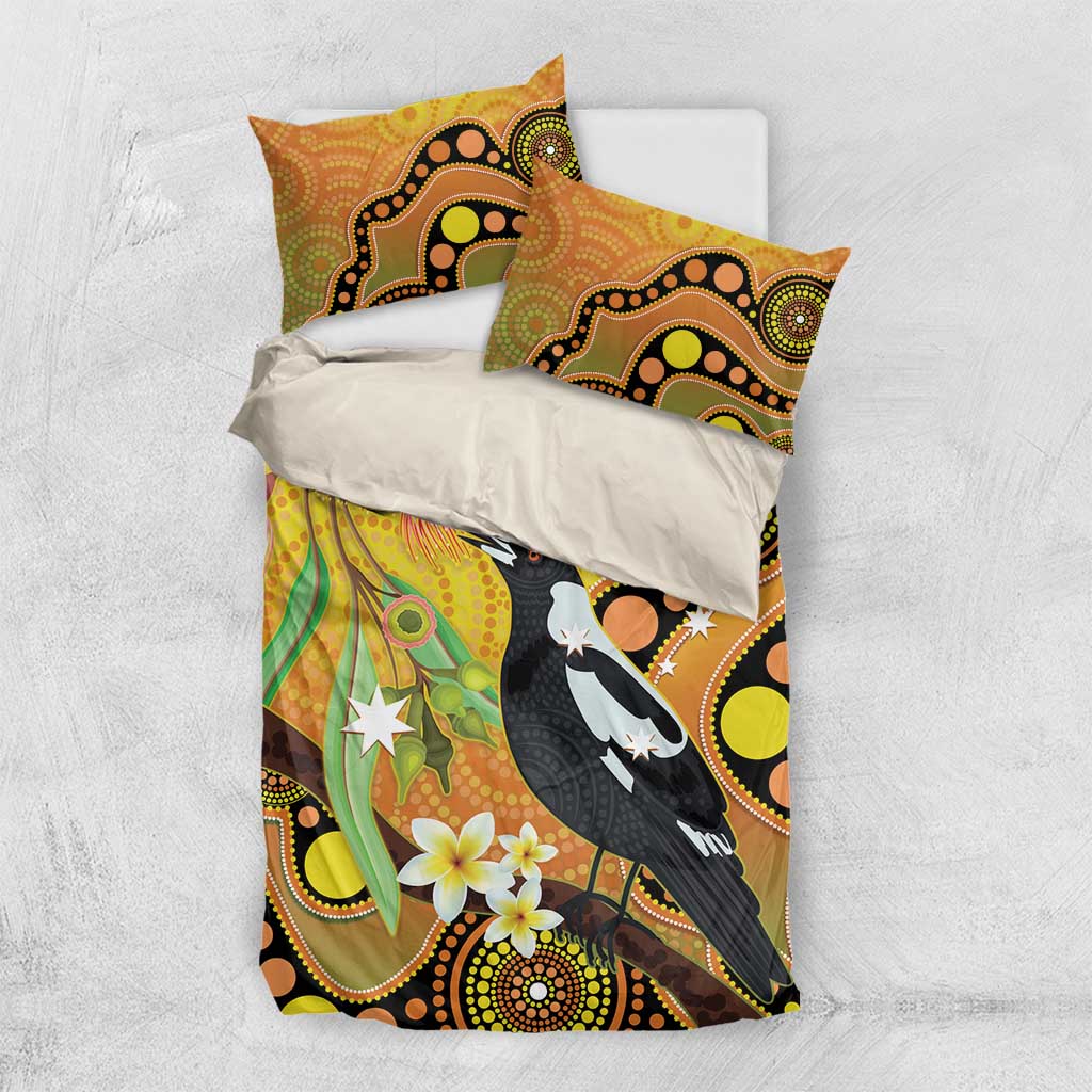 Australia Eucalyptus Flower And Magpie Bedding Set Aboriginal Art