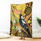 Australia Eucalyptus Flower And Magpie Blanket Aboriginal Art