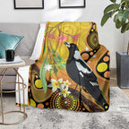 Australia Eucalyptus Flower And Magpie Blanket Aboriginal Art