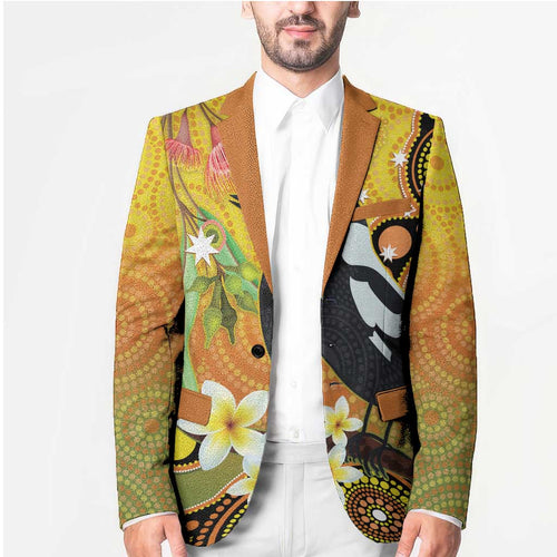 Australia Eucalyptus Flower And Magpie Blazer Aboriginal Art - Aussie Hoodie