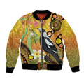 Australia Eucalyptus Flower And Magpie Bomber Jacket Aboriginal Art
