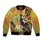 Australia Eucalyptus Flower And Magpie Bomber Jacket Aboriginal Art