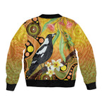 Australia Eucalyptus Flower And Magpie Bomber Jacket Aboriginal Art