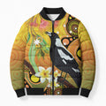 Australia Eucalyptus Flower And Magpie Bomber Puffer Jacket Aboriginal Art - Aussie Hoodie