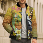Australia Eucalyptus Flower And Magpie Bomber Puffer Jacket Aboriginal Art - Aussie Hoodie