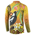 Australia Eucalyptus Flower And Magpie Button Sweatshirt Aboriginal Art