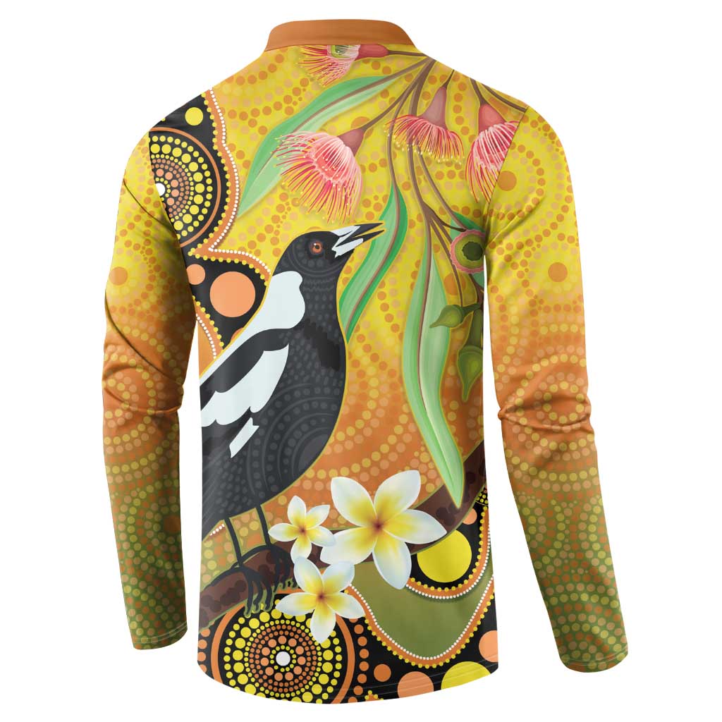 Australia Eucalyptus Flower And Magpie Button Sweatshirt Aboriginal Art