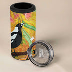 Australia Eucalyptus Flower And Magpie 4 in 1 Can Cooler Tumbler Aboriginal Art