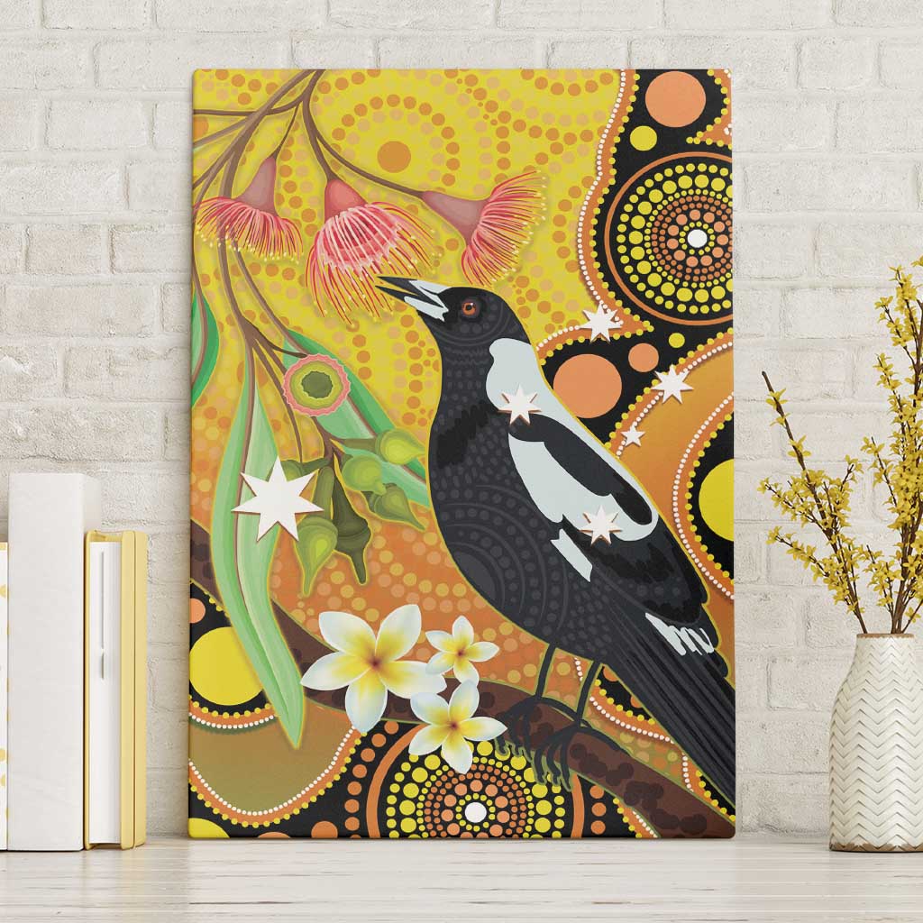 Australia Eucalyptus Flower And Magpie Canvas Wall Art Aboriginal Art