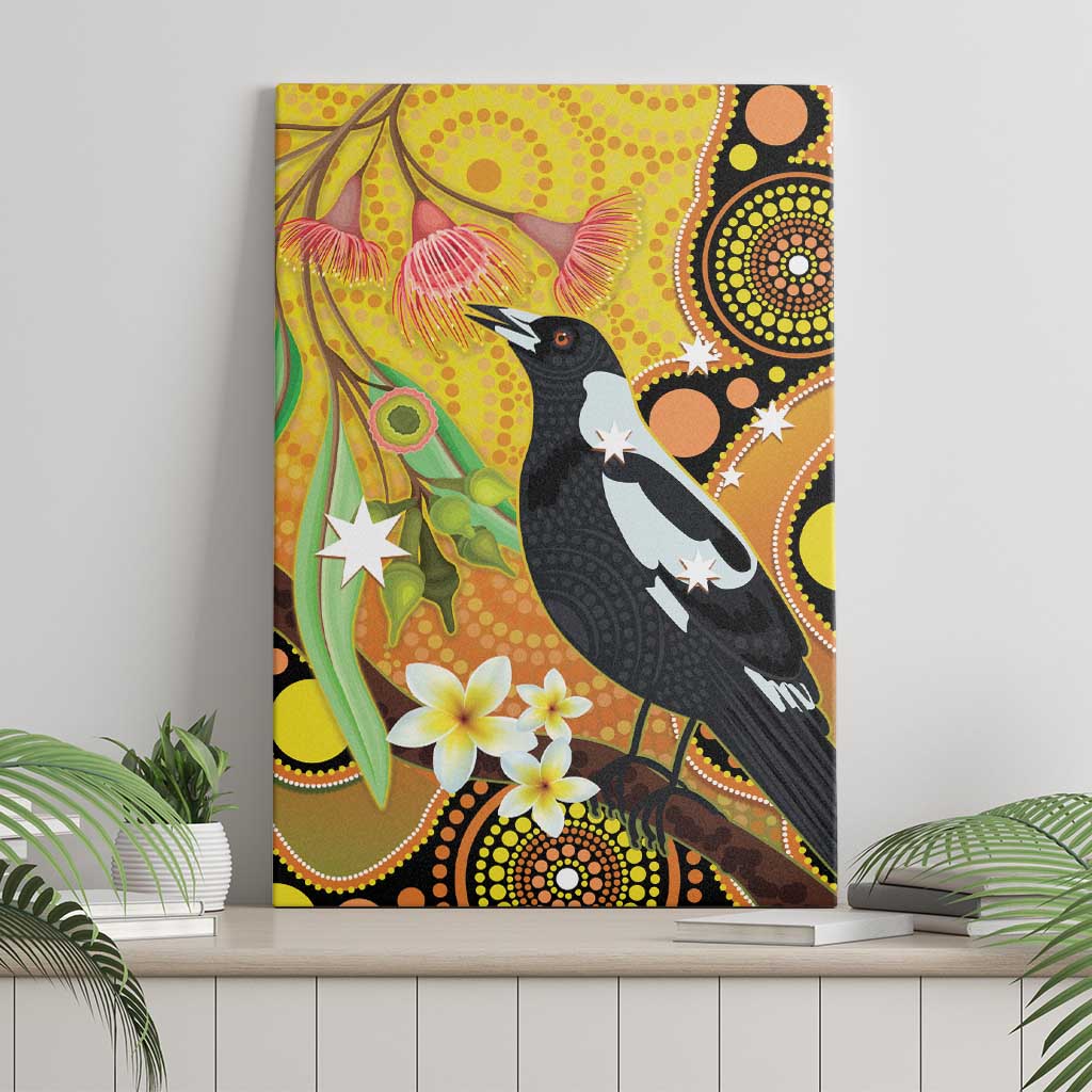 Australia Eucalyptus Flower And Magpie Canvas Wall Art Aboriginal Art