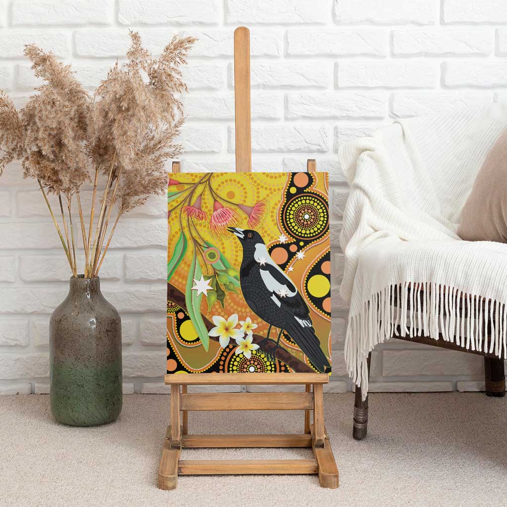 Australia Eucalyptus Flower And Magpie Canvas Wall Art Aboriginal Art