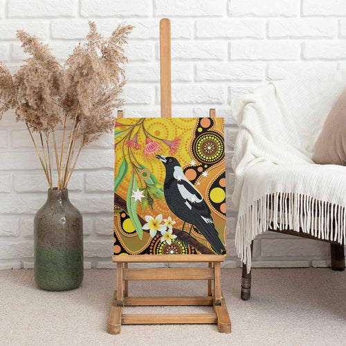 Australia Eucalyptus Flower And Magpie Canvas Wall Art Aboriginal Art