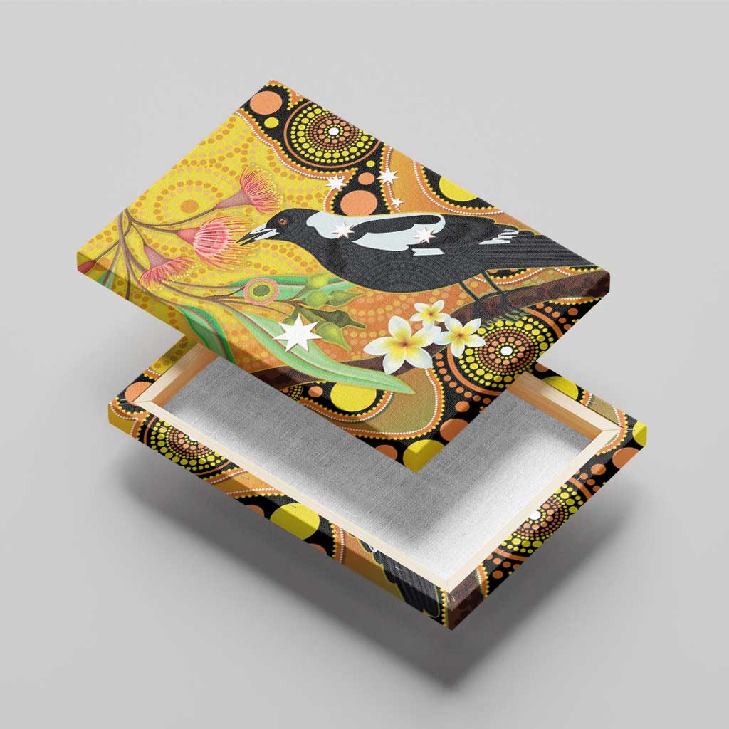 Australia Eucalyptus Flower And Magpie Canvas Wall Art Aboriginal Art