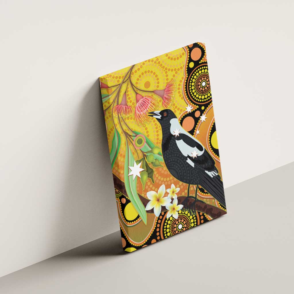 Australia Eucalyptus Flower And Magpie Canvas Wall Art Aboriginal Art