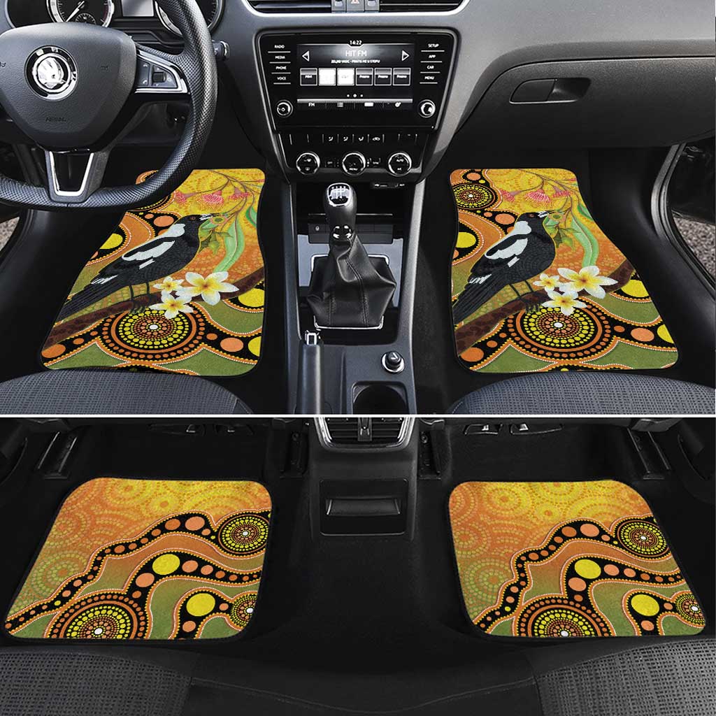 Australia Eucalyptus Flower And Magpie Car Mats Aboriginal Art