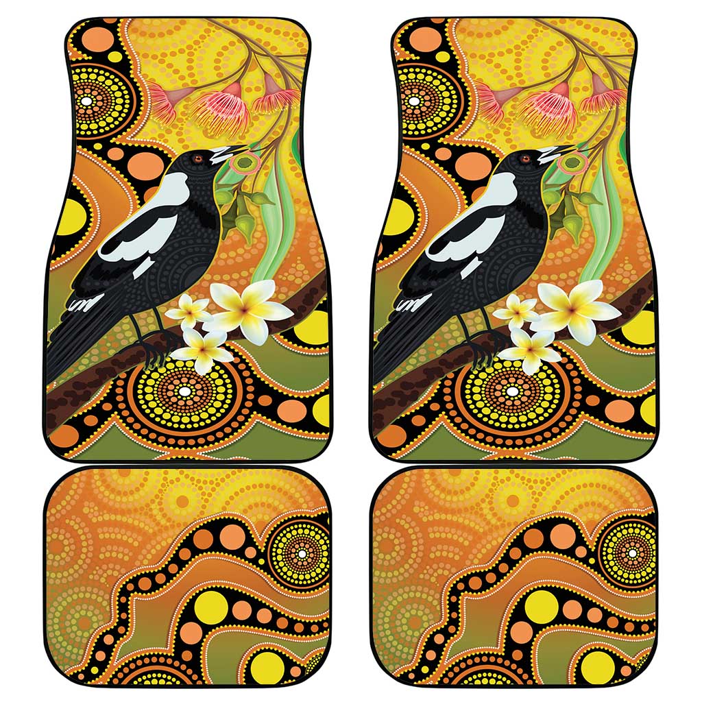 Australia Eucalyptus Flower And Magpie Car Mats Aboriginal Art