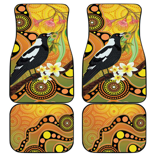 Australia Eucalyptus Flower And Magpie Car Mats Aboriginal Art