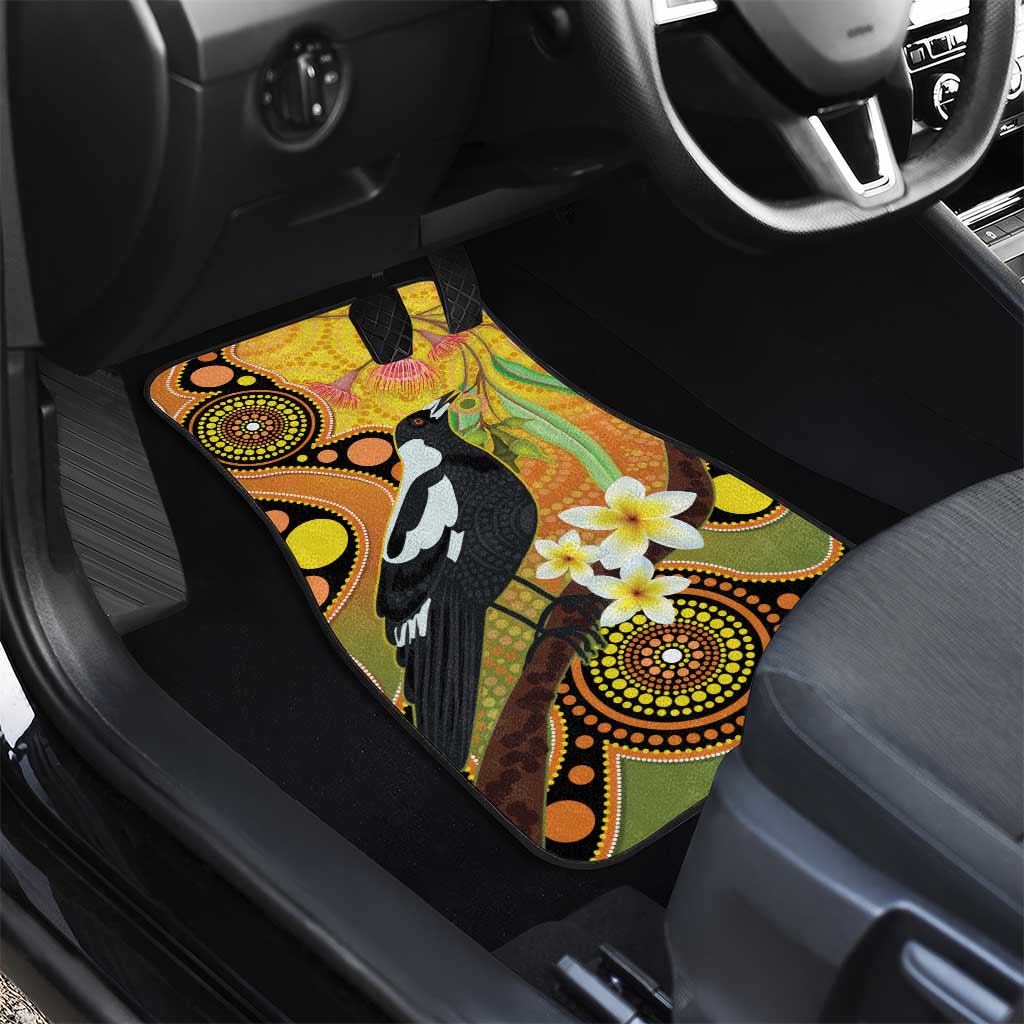 Australia Eucalyptus Flower And Magpie Car Mats Aboriginal Art