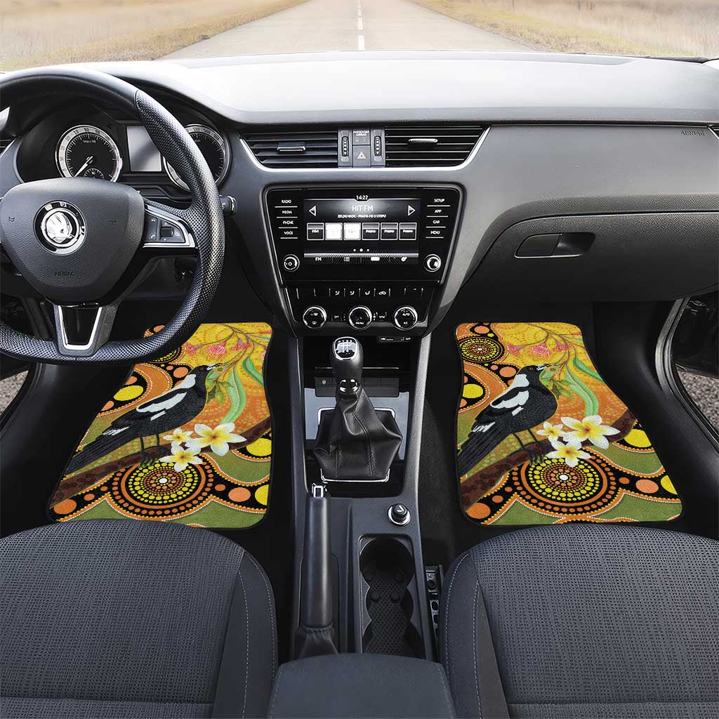 Australia Eucalyptus Flower And Magpie Car Mats Aboriginal Art