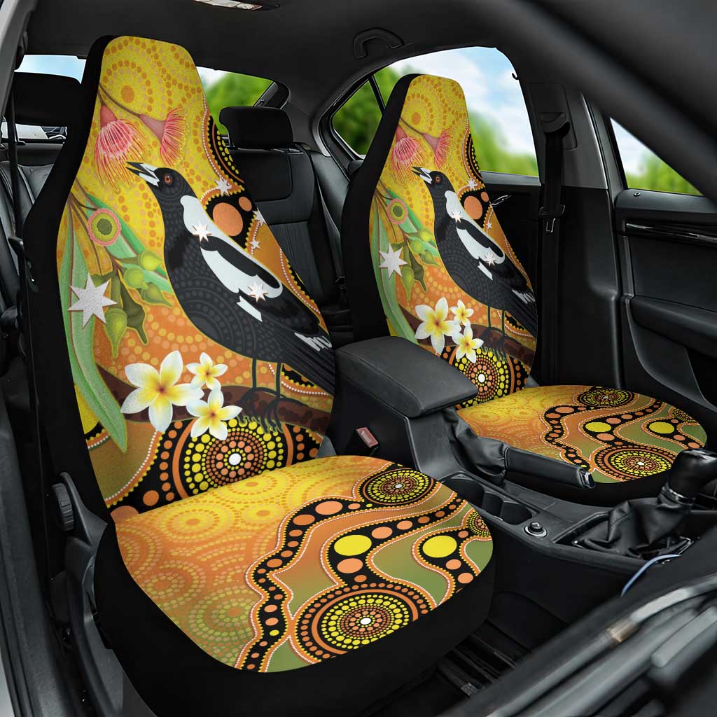 Australia Eucalyptus Flower And Magpie Car Seat Cover Aboriginal Art