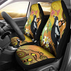 Australia Eucalyptus Flower And Magpie Car Seat Cover Aboriginal Art