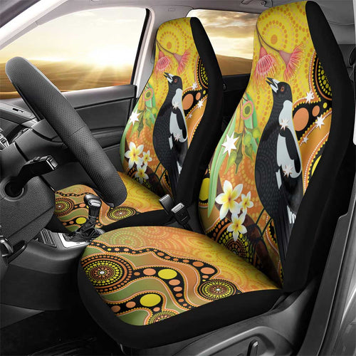 Australia Eucalyptus Flower And Magpie Car Seat Cover Aboriginal Art