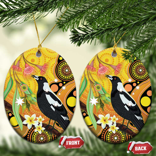 Australia Eucalyptus Flower And Magpie Ceramic Ornament Aboriginal Art - Aussie Hoodie