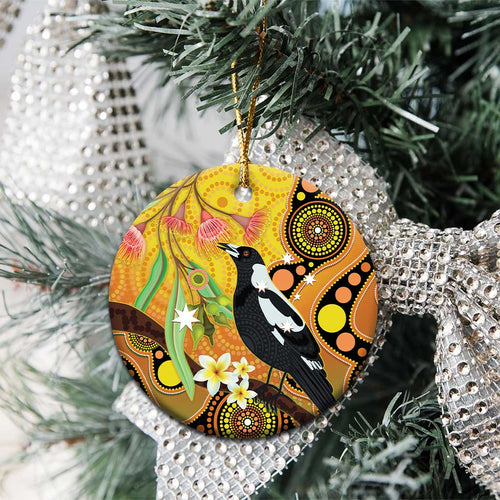 Australia Eucalyptus Flower And Magpie Ceramic Ornament Aboriginal Art - Aussie Hoodie