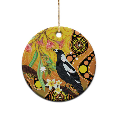 Australia Eucalyptus Flower And Magpie Ceramic Ornament Aboriginal Art - Aussie Hoodie