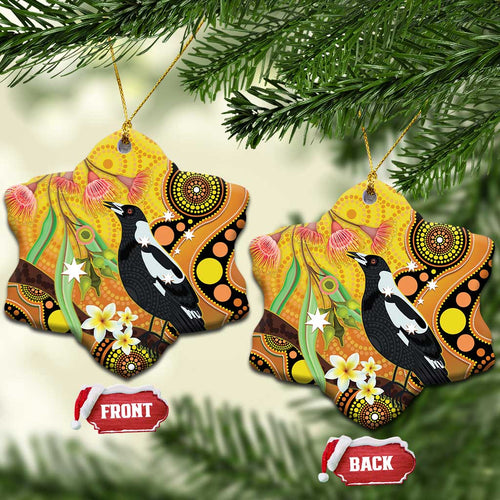 Australia Eucalyptus Flower And Magpie Ceramic Ornament Aboriginal Art - Aussie Hoodie
