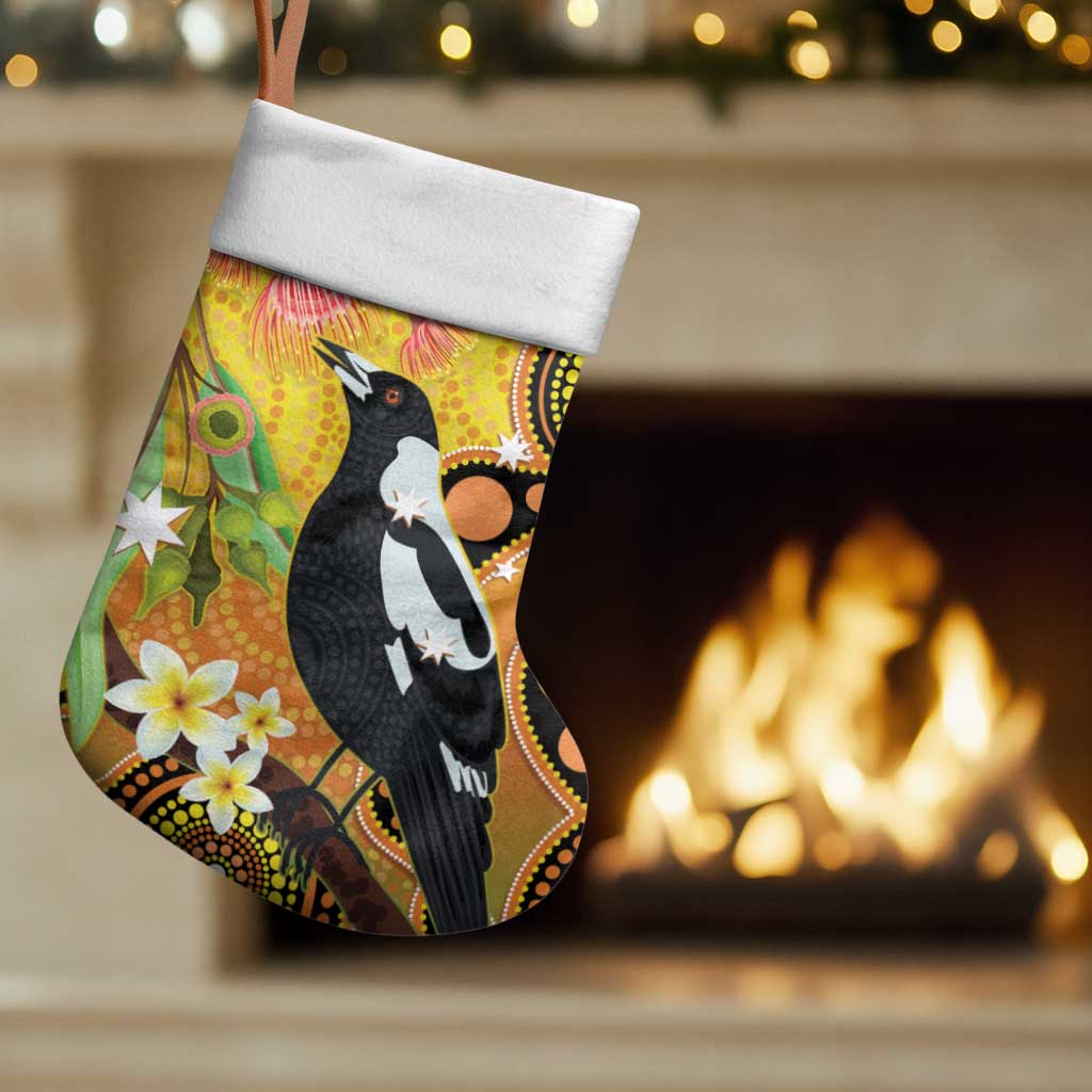 Australia Eucalyptus Flower And Magpie Christmas Stocking Aboriginal Art - Aussie Hoodie