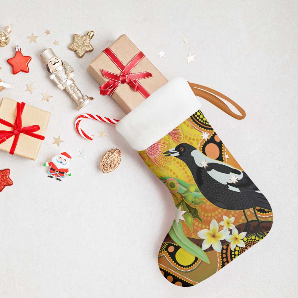 Australia Eucalyptus Flower And Magpie Christmas Stocking Aboriginal Art - Aussie Hoodie