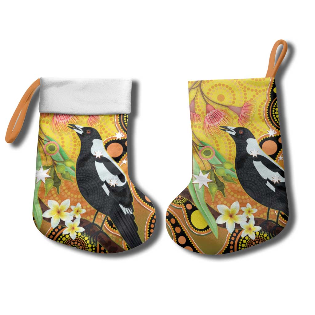 Australia Eucalyptus Flower And Magpie Christmas Stocking Aboriginal Art - Aussie Hoodie