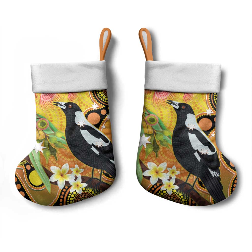 Australia Eucalyptus Flower And Magpie Christmas Stocking Aboriginal Art - Aussie Hoodie